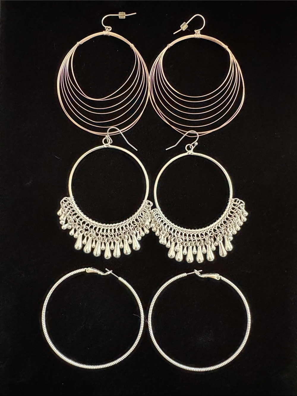 Bundle of 3 Unbranded Silver Tone Hoop Earrings